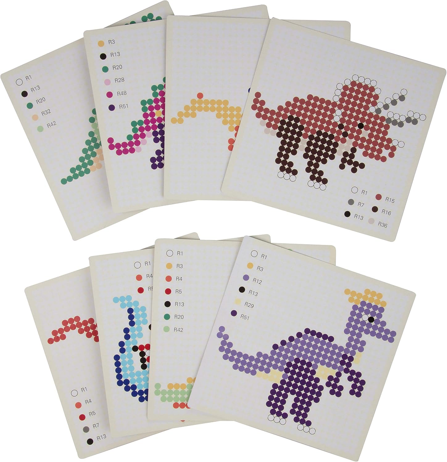 8,000pc DIY Complete Fuse Bead Kit w Carrying Case - Dinosaurs - 18 Colors, 8 Unique Templates, 4 Peg Boards, Tweezers, Ironing Paper - Works w Perler Beads, Pixel Art Color by Numbers Toy Project