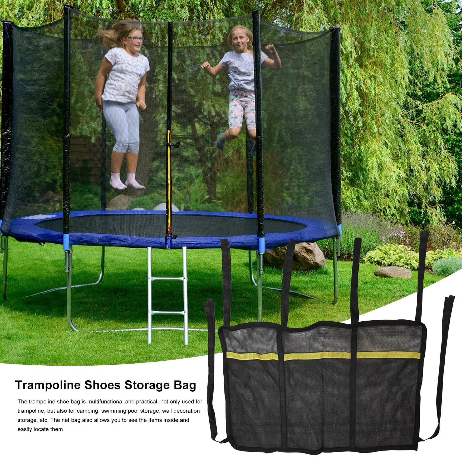 Borsa Portascarpe Per Trampolino 3 Scomparti - Tessuto Oxford Blu 105x55 Cm Con Cinghie Di Fissaggio - 2