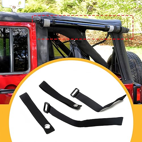 Miniatura 4 de Correas de amarre para Jeep Wrangler JK JKU YJ TJ JL JLU Unlimited & Sports 2007-2020 - Correas superiores duraderas para ventana (paquete de 4)