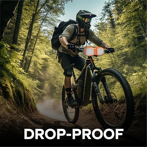 Miniatura 4 de Coby Ranger - Altavoz portátil inalámbrico con Bluetooth 5.3 y radio FM, IPX5 resistente al agua, entrada de tarjeta Micro-USB, AUX y TF, batería