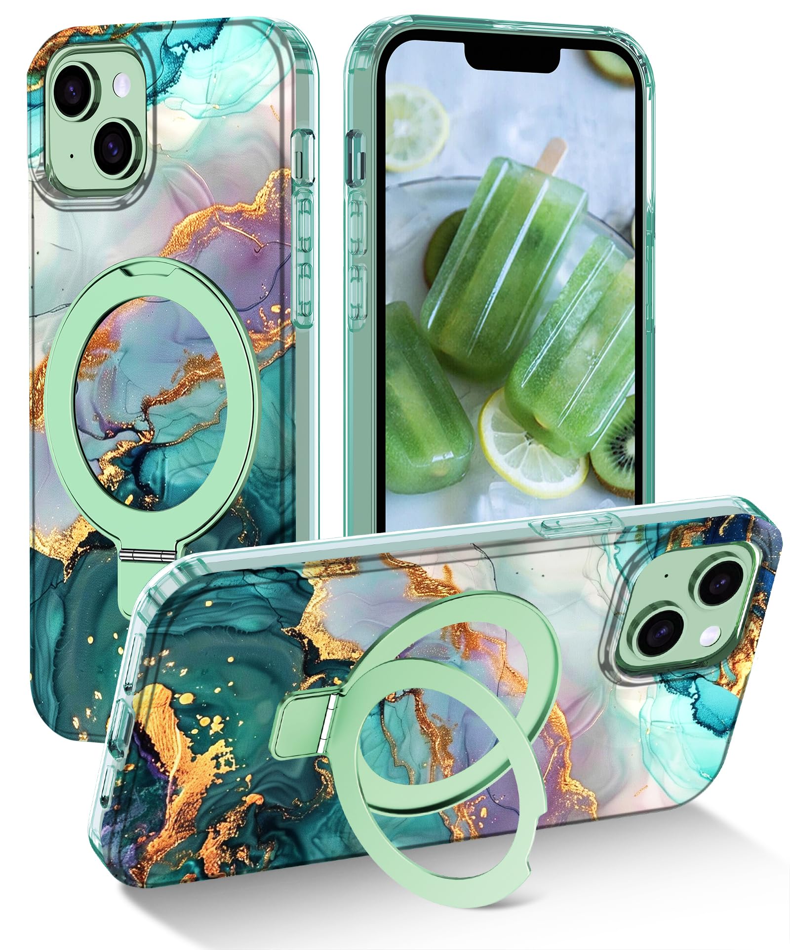 Lamcase for iPhone 13 Case,iPhone 14 Case with Magnetic Invisible Ring Stand [Compatible with MagSafe], Full Body Rugged Slim Women Men Girl