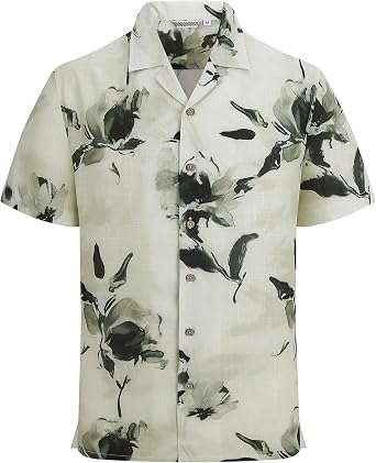 Alex Vando Mens Linen Blend Short Sleeve Vintage Printed Beach Shirts