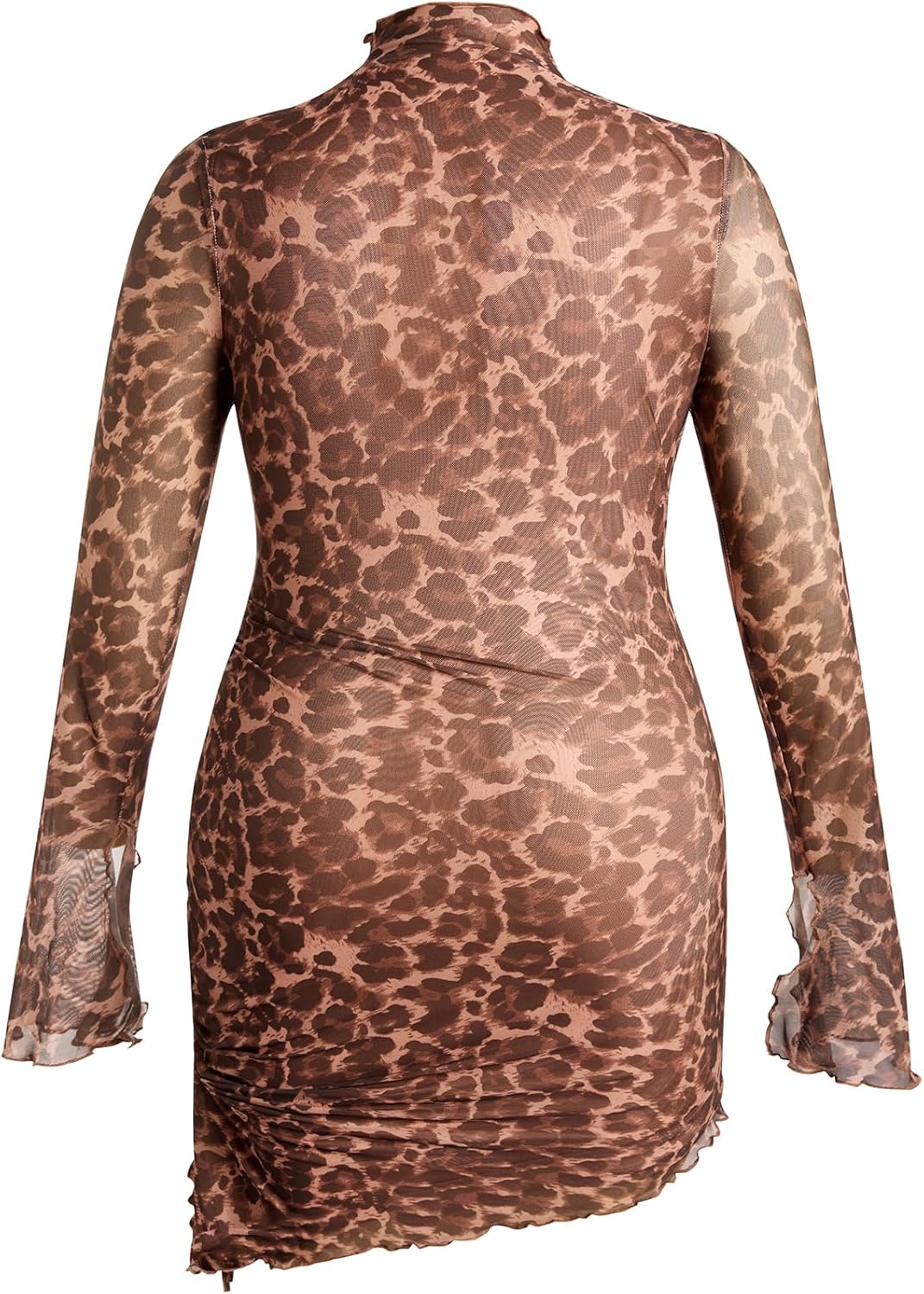 Women's Plus Size Bodycon Dresses Long Bell Sleeve Wedding Guset Dress Mesh Sheer Party Club Mini Short Dresses - Image 3