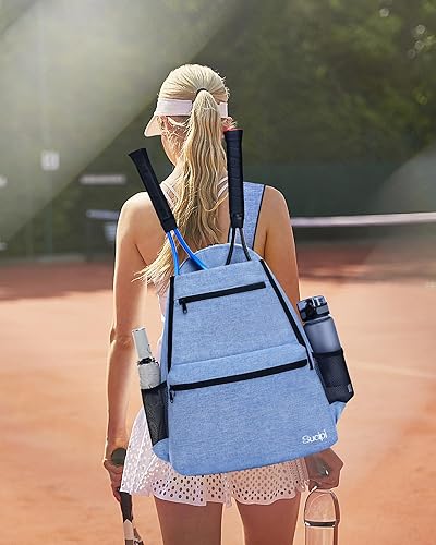Miniatura 7 de Sucipi Bolsa de tenis profesional para hombres y mujeres, bolsa de raqueta con capacidad para 2 raquetas con compartimento ventilado para zapatos