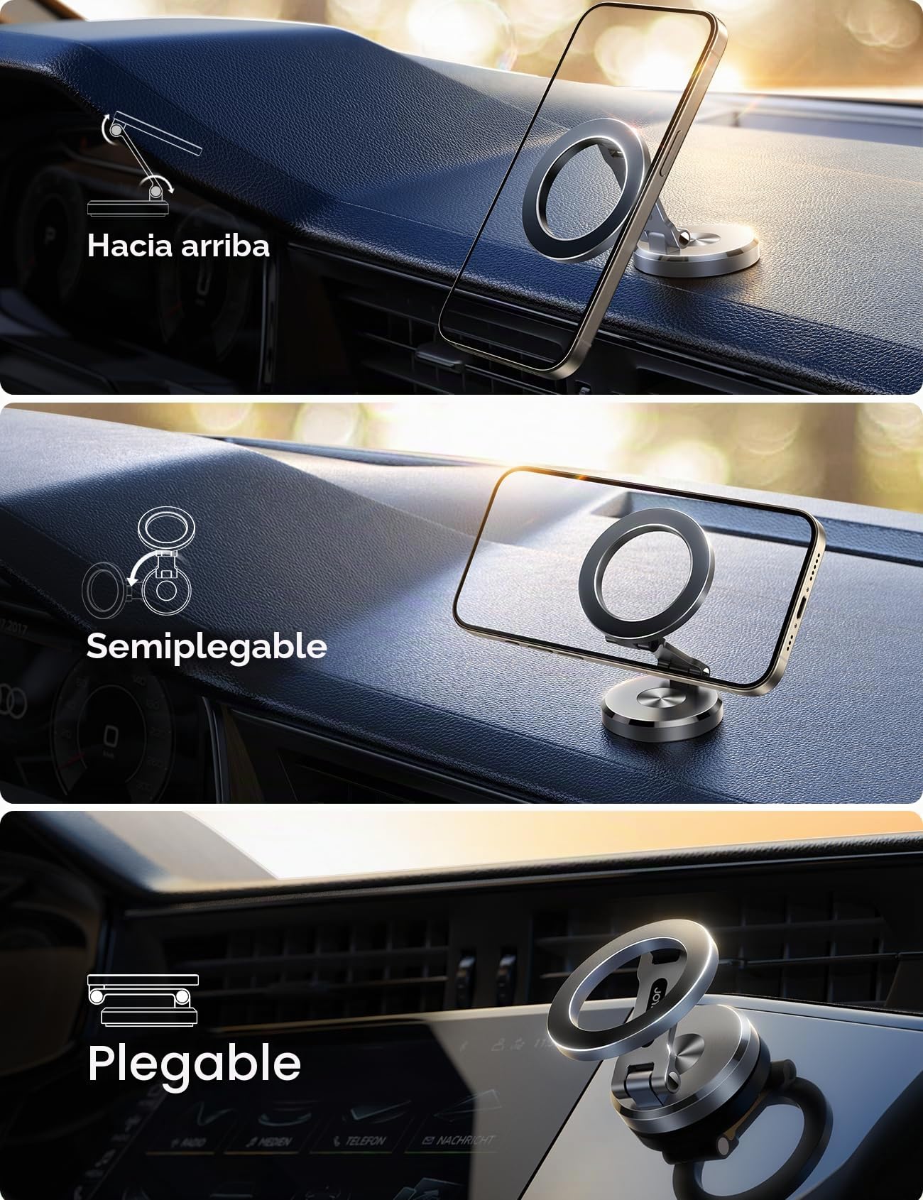 JOYROOM Soporte Móvil Coche Magsafe [Aleación Plegable & 360° Rotación] Soporte Magnetico Movil para Salpicadero, Soporte Magsafe Coche con imán 20XN55 para iPhone 15 14 13 12 & Fundas MagSafe