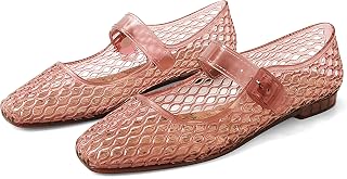 DOEYG Jelly Mary Ballet Flats for Women Jelly Sandals Shoes Women Beach Jellies Mary Jane Flats Ballerina Shoes