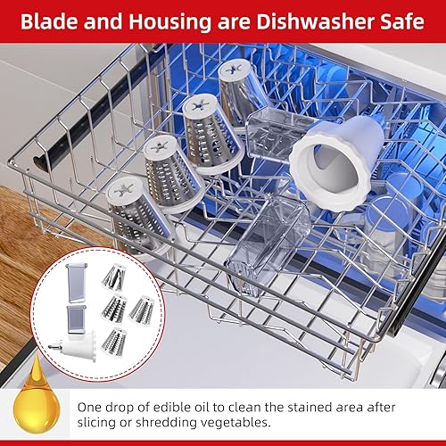 Miniatura 15 de Accesorio actualizado de trituradora y rallador de queso para batidoras de mano KitchenAid, máquina de ensalada con rebanador de verduras, máquina