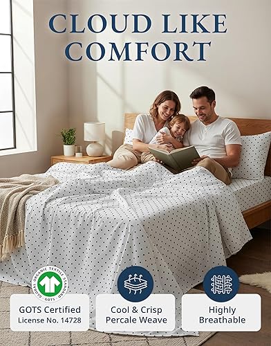 Miniatura 2 de LANE LINEN - Juego de sábanas de 4 piezas 100 % algodón orgánico percal puro King, ropa de cama suave transpirable para colchones de hasta 15