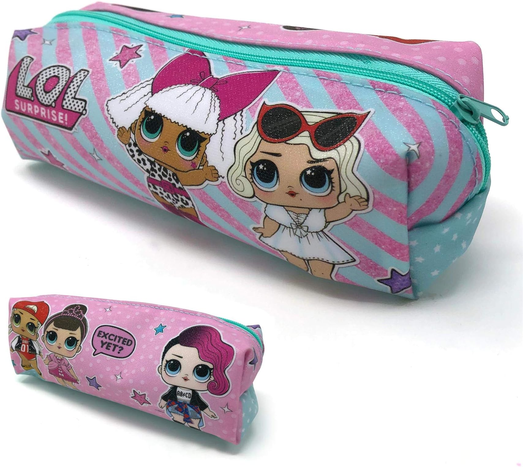 Fancy L.O.L SURPRISE! Rectangular Pencil Case for Girls and Teens Featuring Cartoon Dolls Print - Kids Stationary Holder for School Or Travel