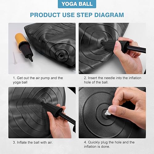 Miniatura 6 de Pelota de yoga, pelota de pilates gruesa antideslizante para embarazo, parto, entrenamiento y entrenamiento básico, pelota de fitness antiestallidos