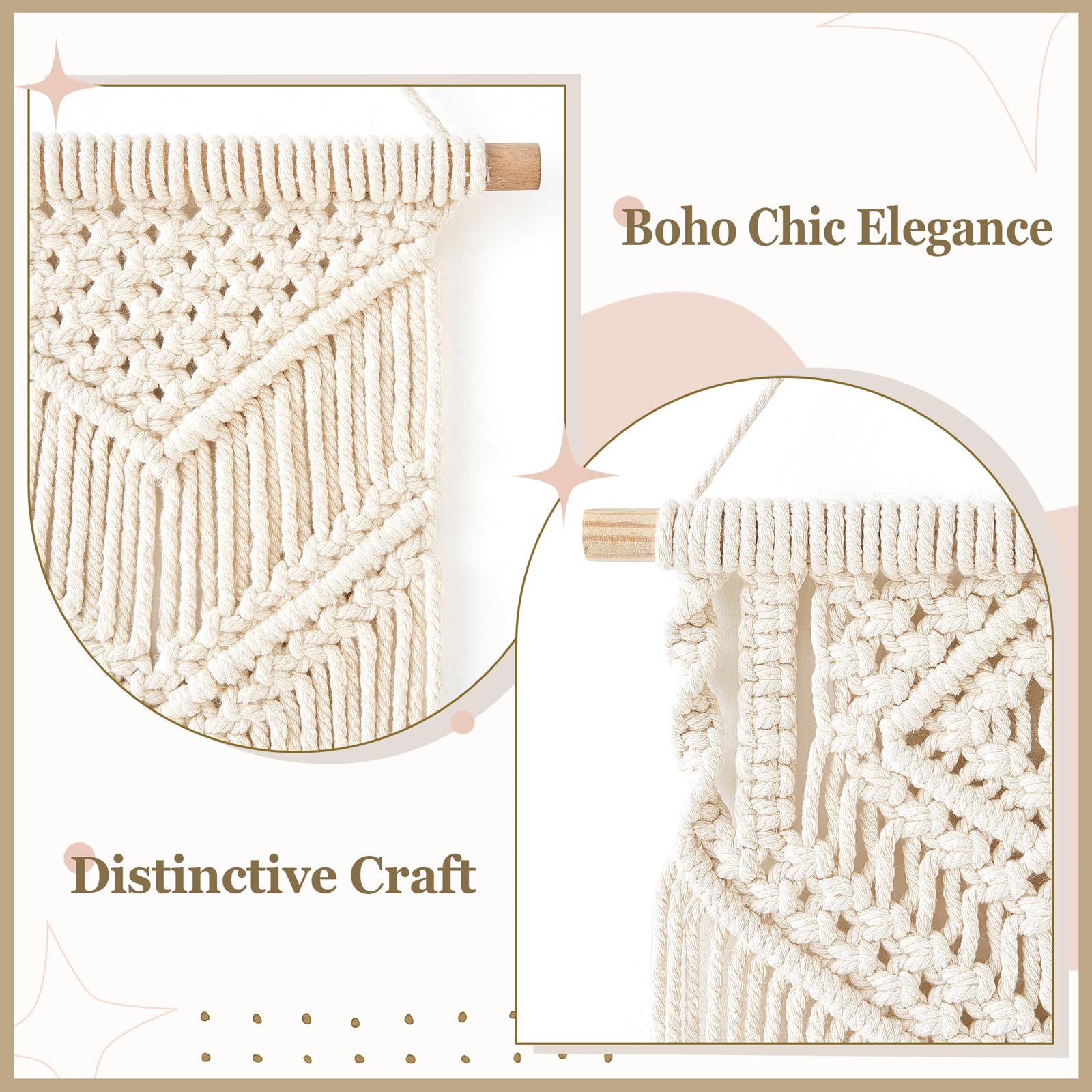 Dahey 2 Pcs Macrame Wall Hanging Small Woven Tapestry Wall Art Decor - Beautiful for Boho Home Dorm College Classroom Decor, Apartment, Nursery, Party Decorations, 16.5" L x 10" W and 17.5"x 10"W