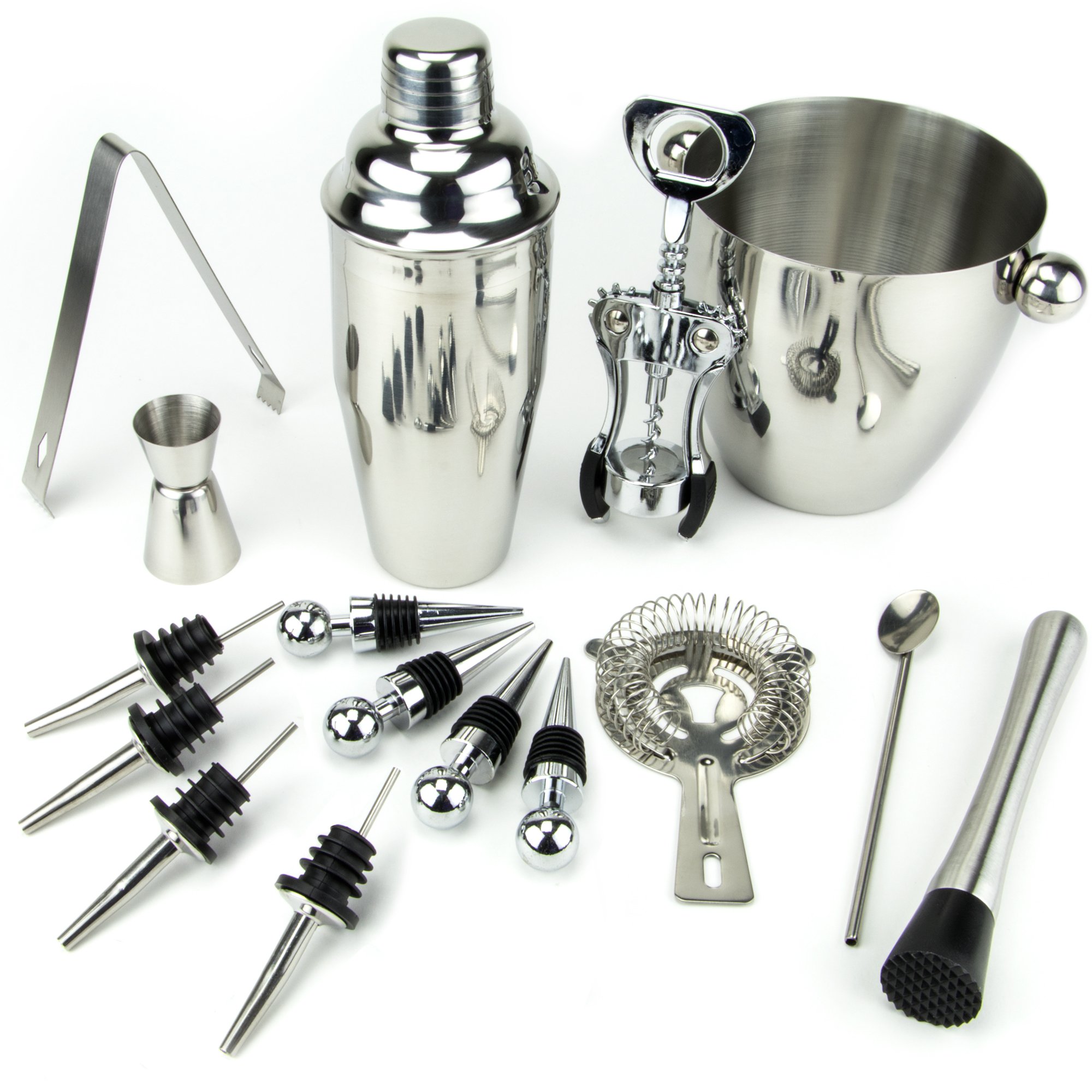 Cocktailor16 Piece Bar Set - Premium Stainless-Steel Bartender and Martini Drink Shaker Kit