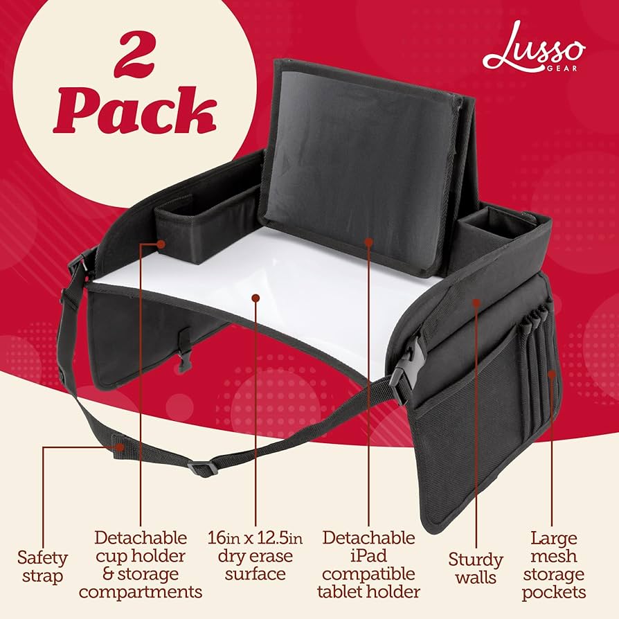 Car Tray For Kids Lusso Gear Kids Travel Tray For Toddler Car Seat, Travel Tray For Kids Car Seat, Lap Tray For Airplane, Travel Desk Essential Accessories, Carseat Table Tray For Kids