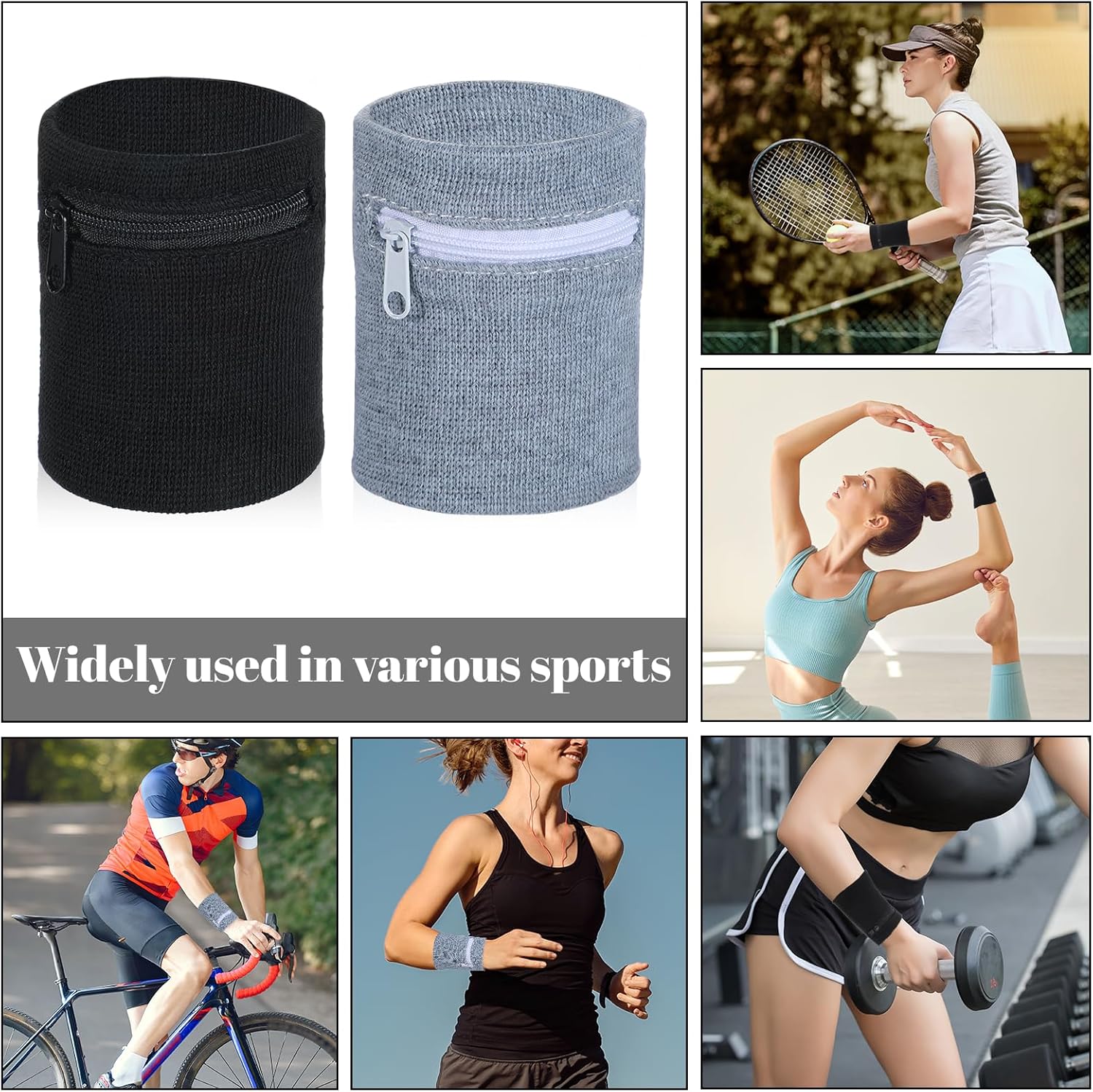 4PCS Wrist Wallet, Wrist Sweatband with Zipper Breathable Wristbands Ankle Wallet Coin Keys Storage Pouch Pocket for Gym Running Hiking Jogging Sports - Image 5