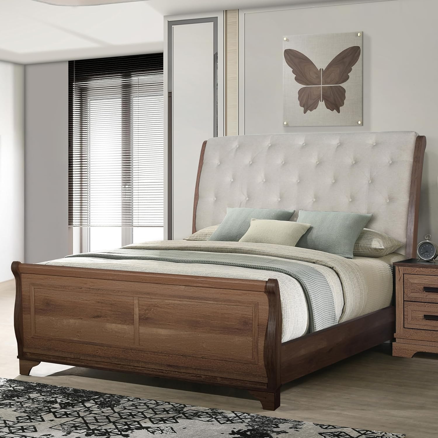 New Classic Furniture Coventry Hall Wood California King Sleigh Bed in Pecan Brown