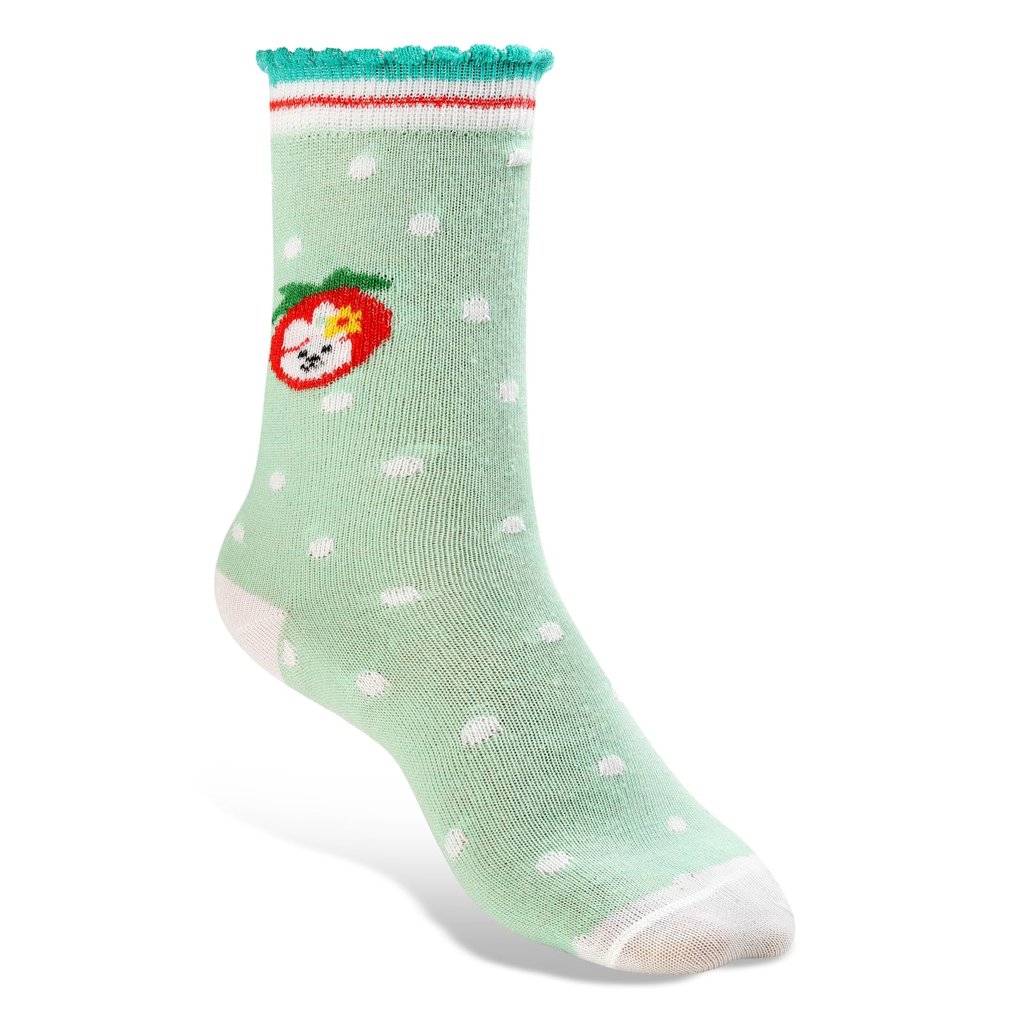 Texlon Kids Calf Length Cotton Spandex Socks For Girls (Pack of 5)(Multicolor)(Size 8 Year to 10 Year) - Image 2 thumbnail