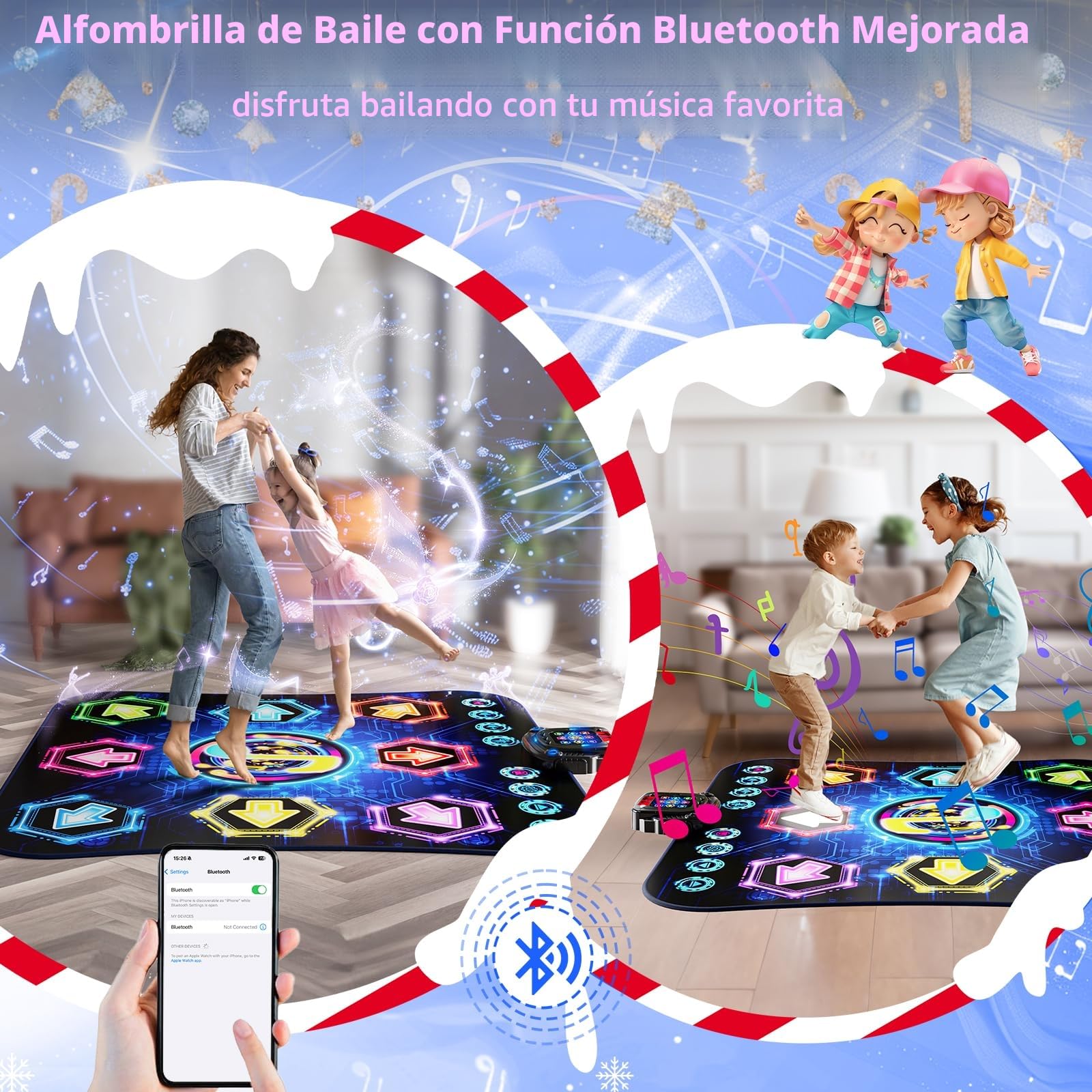2026 Nueva Alfombra de Baile para Niños,Alfombra de Baile Electrónica con 8 Botones Luminosos y Batería Led,Bluetooth Inalámbrico y 27 Niveles de Juego,¡un Gran Regalo de Cumpleaños para Niñas y Niños
