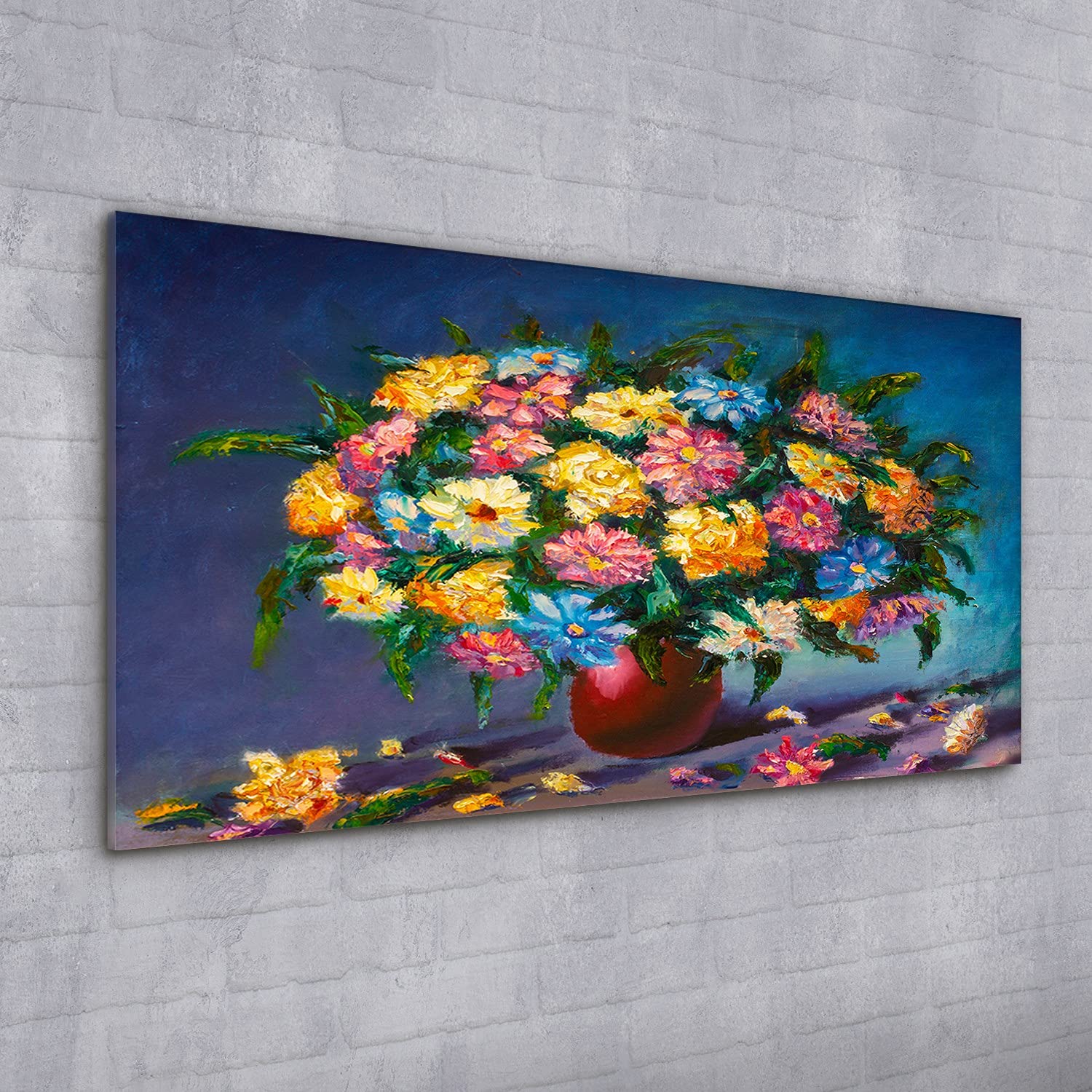 Coloray Pintura acrílica Sala De Estar 100x50cm Vidrio Acrílico Cuadro De Pared Mural Arte - Arte de Arte de Flores