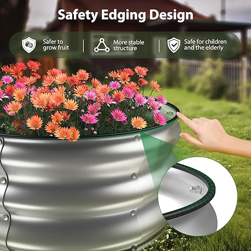 Miniatura 2 de Winpull Kit de cama de jardín elevada grandes macetas de jardín galvanizadas para exteriores con bordes de seguridad y guantes camas elevadas de