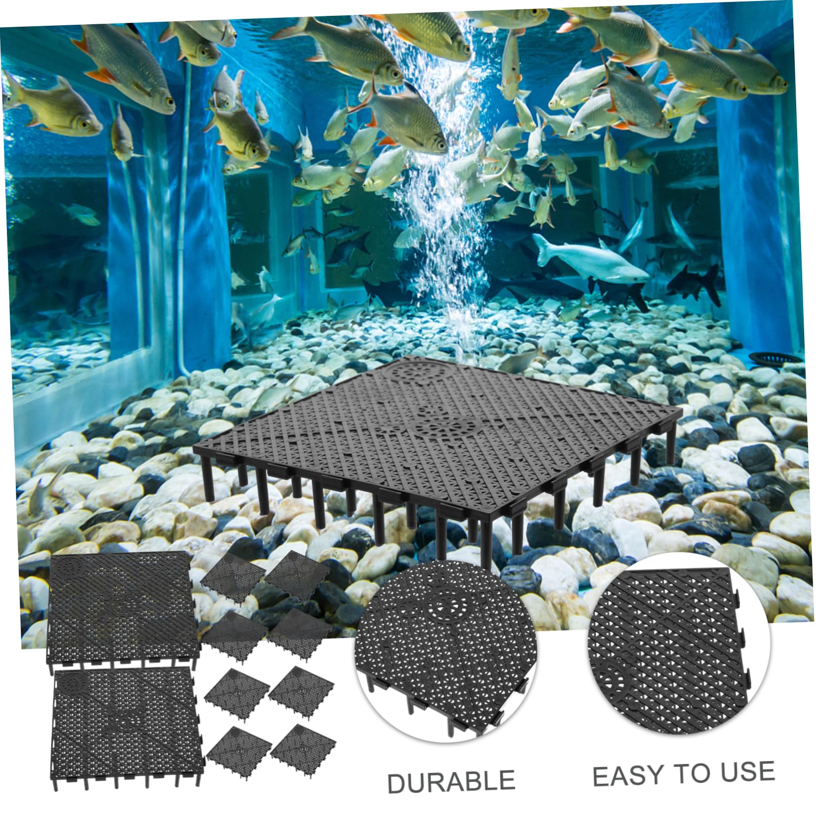 Kisangel Aquarium Bodenplatte PVC 10er Pack Unterkies Aquarium Zubehör Schwarz Fragging Ready