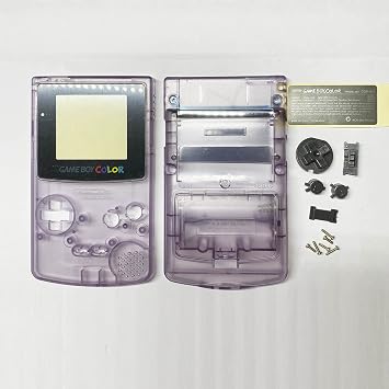 Replacement Full Housing Shell Case Cover Pack with Buttons Screwdrivers for Gameboy Color GBC Repair Part Transpant Purple