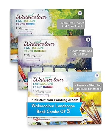 Watercolour Landscape Painting Book for Artists | Quality Watercolor Paper | Step by Step Guide | Set of 3 Landscape Drawing and Colouring Book