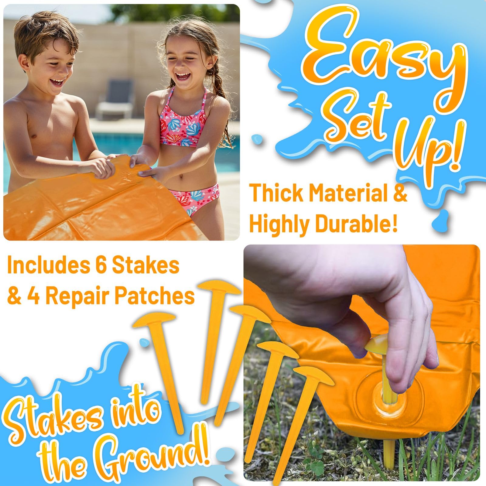 Stargo 18 x 5 ft - Slip Splash and Slide, Water Slides for Kids - Backyard waterslide for Kid Outdoor Fun Summer Water Toys, Water Activities for Kids and adults for backyard fun, Ages 4-8, 5 6 7 8-12