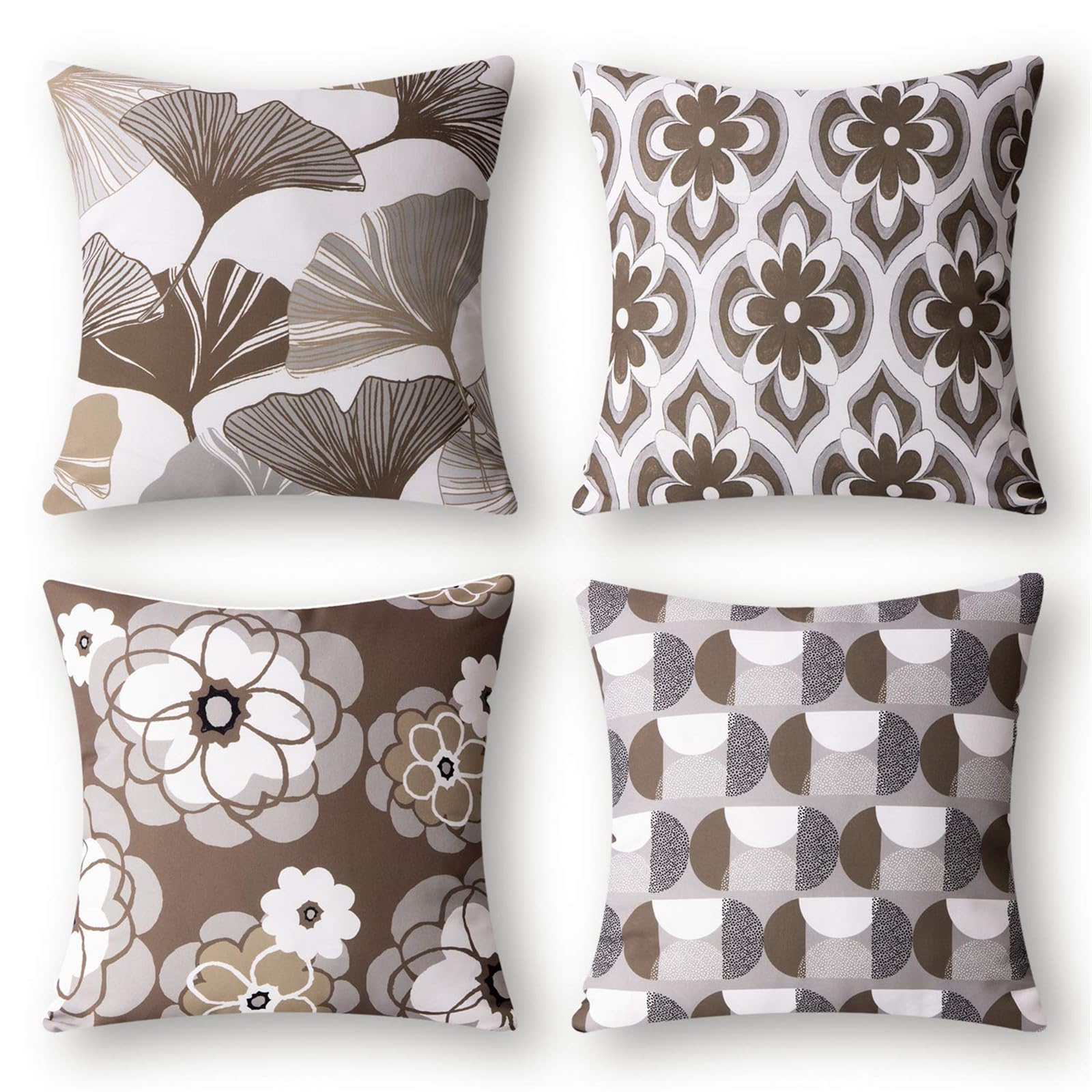 Housses de coussin 60x60 cm en lin marron pour rénover un canapé usé facilement
