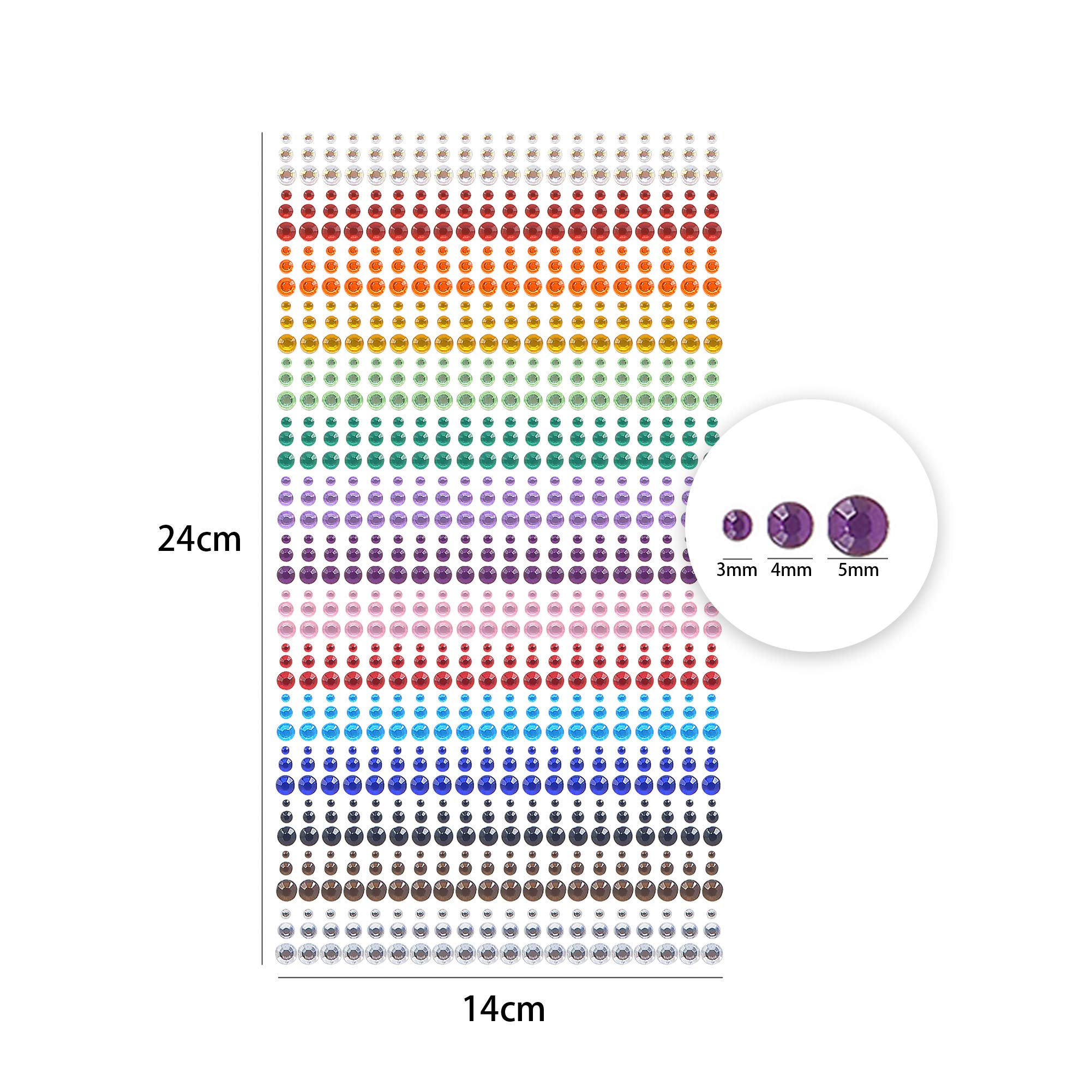 Anso Selbstklebende Strass-Aufkleber – Glitzersteine Aus Acryl Zum Basteln & Dekorieren (3 Mm, 1040 Stück, Schwarz)