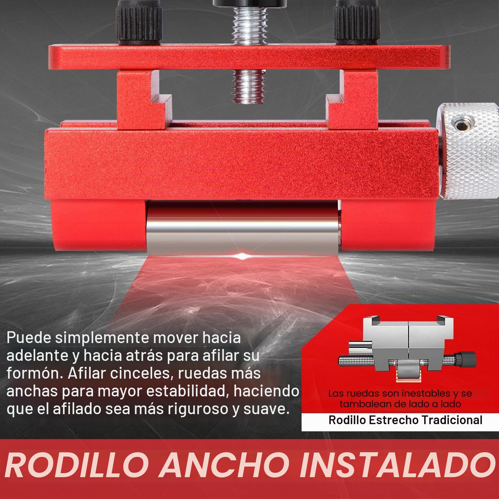 Guía de afilado para cinceles y aviones, plantilla de afilado de cincel con tornillos de refuerzo superior, guía de kit de afilado de cinceles con rueda de rodillo extendida, adapta 0-6.7cm
