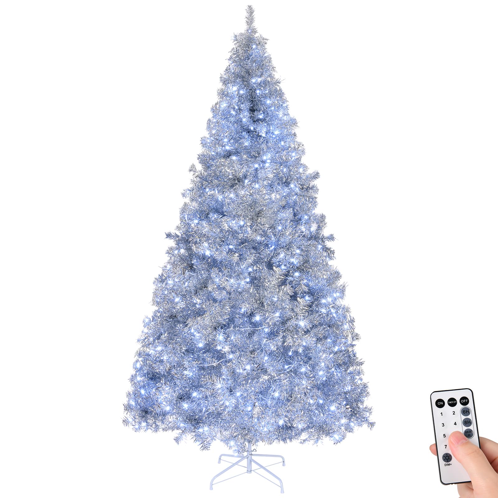 Amazon.com: VINGLI 8ft Pre-lit Christmas Tree, Silver Xmas Tree w