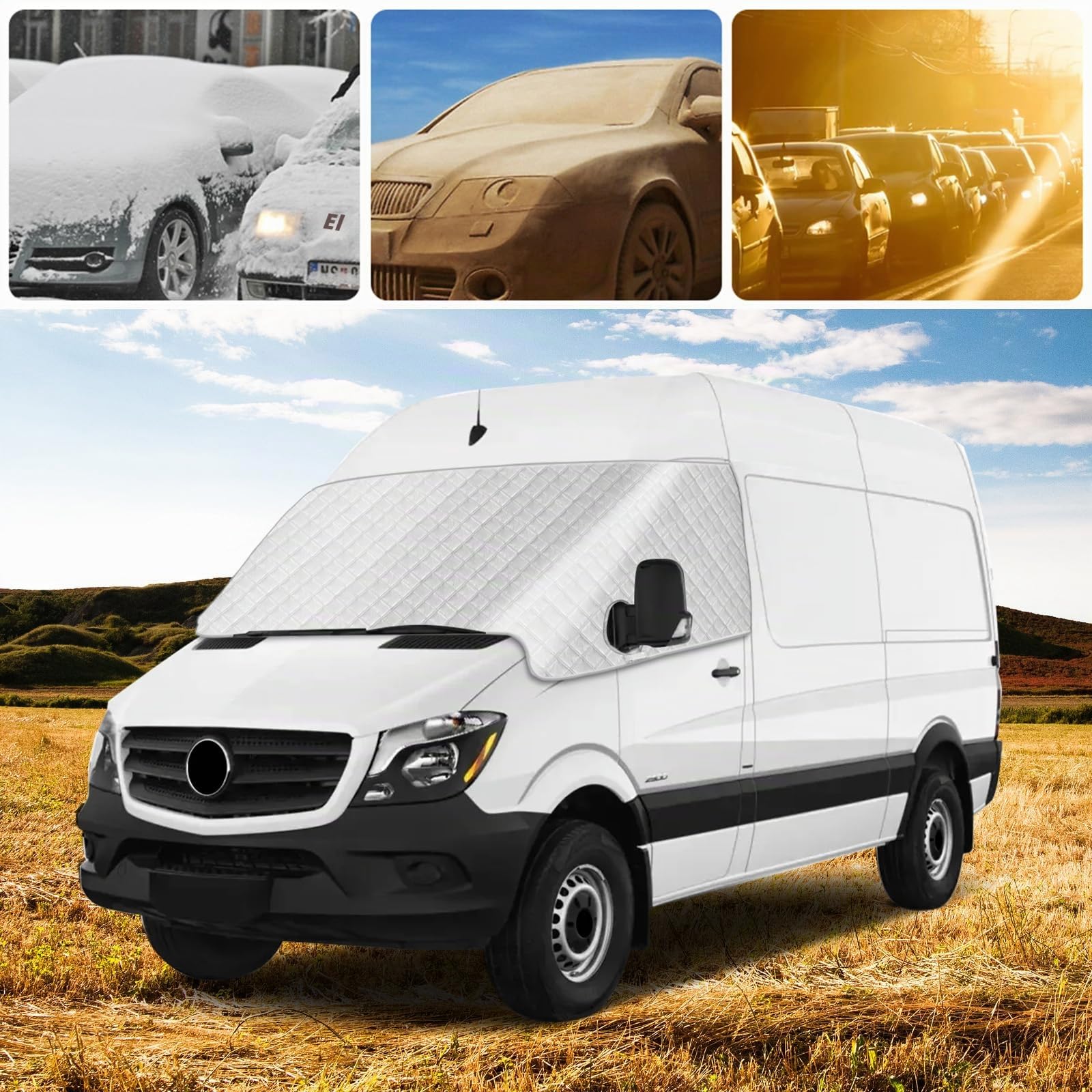 Protector Parabrisas Hielo para Mercedes-Benz Sprinter NCV3 2006-2018, Cubierta de Parabrisas Funda Parabrisa Delantero Coche Protege de Nieve, Escarcha, UV
