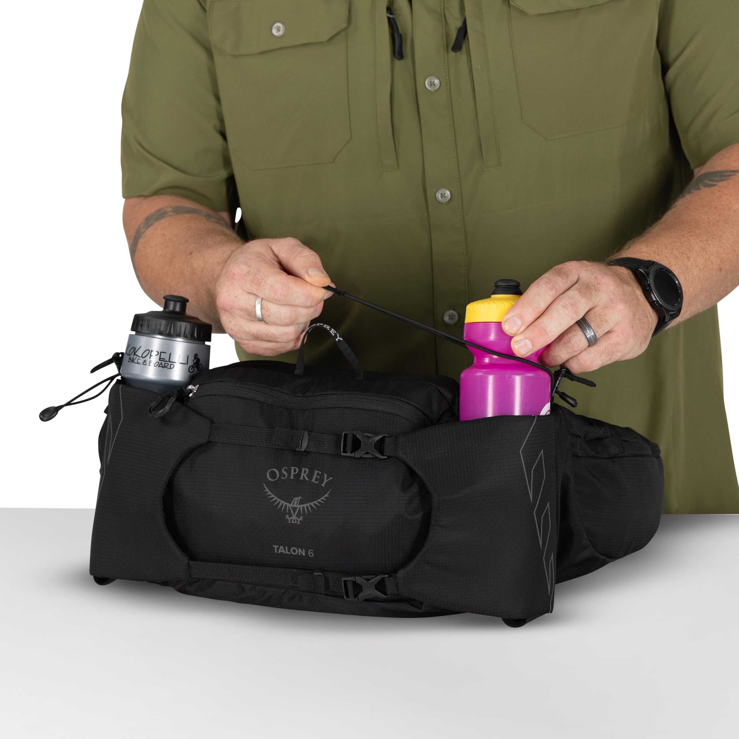 Osprey Talon 6L Herren Lendenwirbel-Wandergürteltasche, Schwarz/Kohlegrau, erweiterte Passform, Schwarz/Kohlegrau, Einheitsgröße, Wandergürteltasche