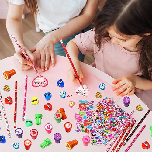 Miniatura 6 de Pasimy 240 unidades de regalos de papelería para el día de San Valentín para niños, cajas de palomitas de maíz de San Valentín, etiqueta de regalo
