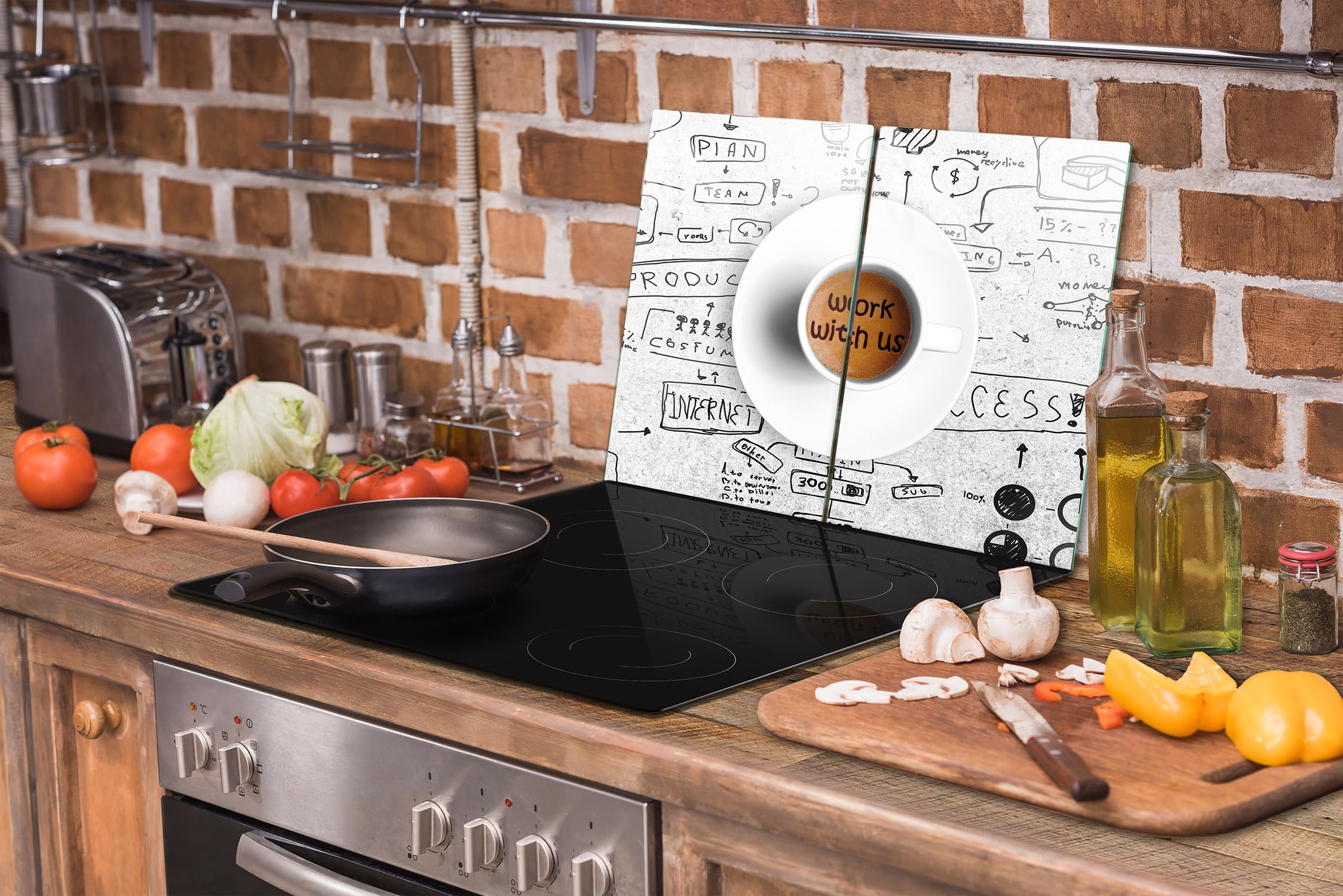 TMK ArtDeko CopriPiano In Vetro Temperato 35x52 Cm (2 Pezzi) - Protezione Per Induzione E Vetroceramica, Antigraffio