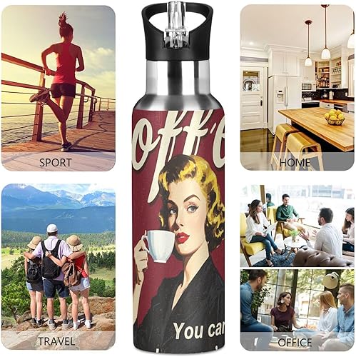 Miniatura 5 de Funny Coffee Meme Leak Proof Metal Water Bottle with Handle Double-Wall Insulation for Travel and Sports 20 OZ