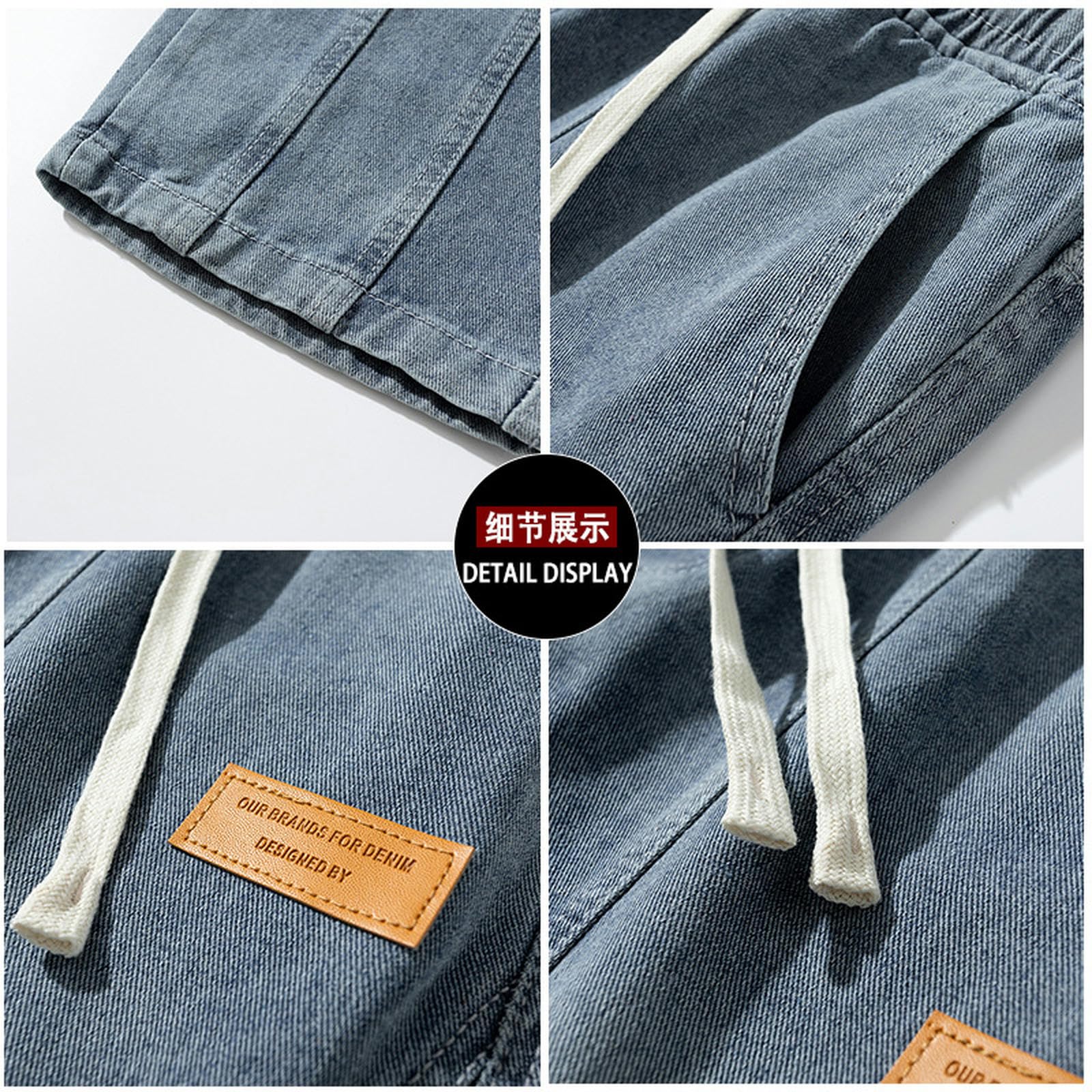 Jeans Uomo Larghi Dritti Azzurro Chiaro Gamba Larga Pantaloni Lunghi Ragazzi Primavera Stile Uomo - Nero Grigio - 3XL