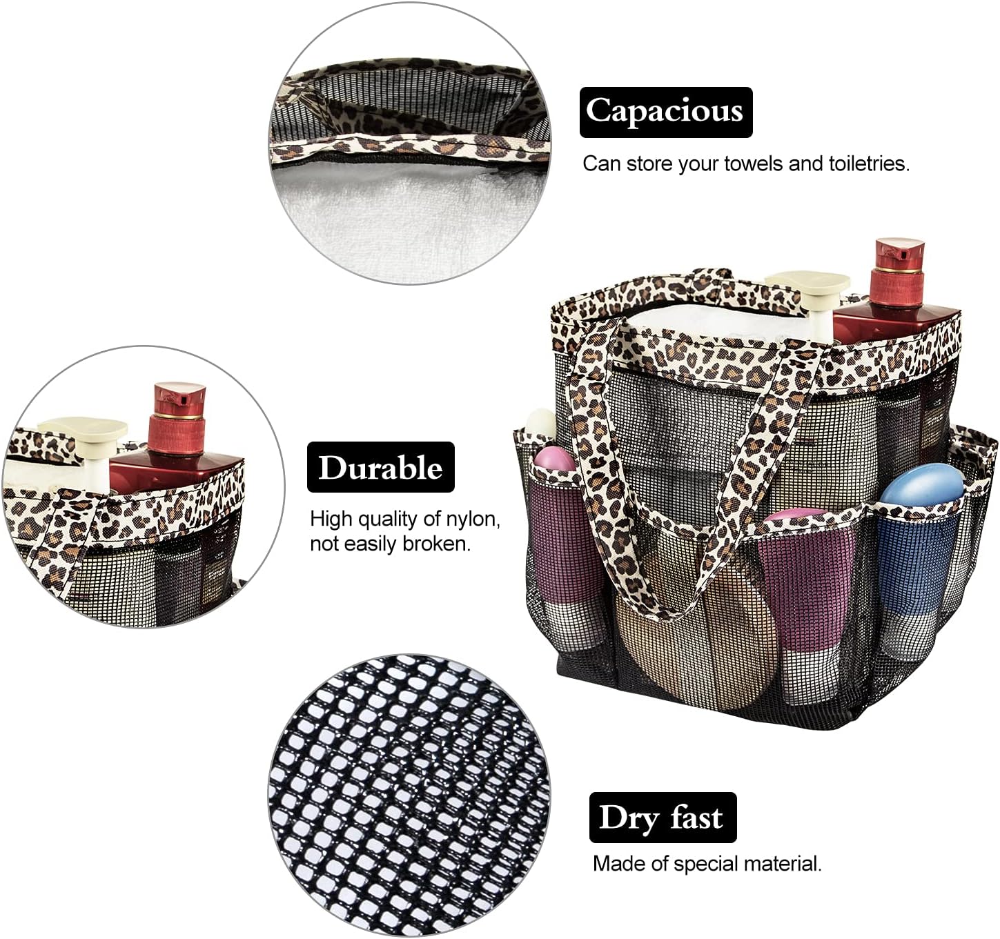 Attmu Mesh Shower Caddy Portable for College Dorm Room Essentials with 8 Pockets, Hanging Shower Caddy Basket Tote Bag Toiletry Accessories for Bathroom