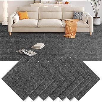 Pack of 30 Carpet Tiles 30 x 30 cm Self-Adhesive Carpet Tiles Carpet Tiles Self-Adhesive for Office Living Room Balcony Dark Grey
