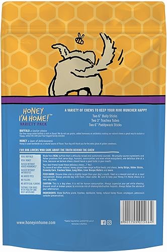 Miniatura 2 de Honey I'm Home, Mini Muncher Buffalo - Paquete variado de masticables para perros, 3.53 onzas, totalmente naturales, de corral, saludable, sin