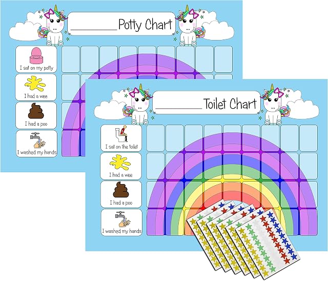 kids2learn Girls Unicorn Potty Training & Toilet Training Reward Chart Pack (2 Charts) & 270 Star Stickers