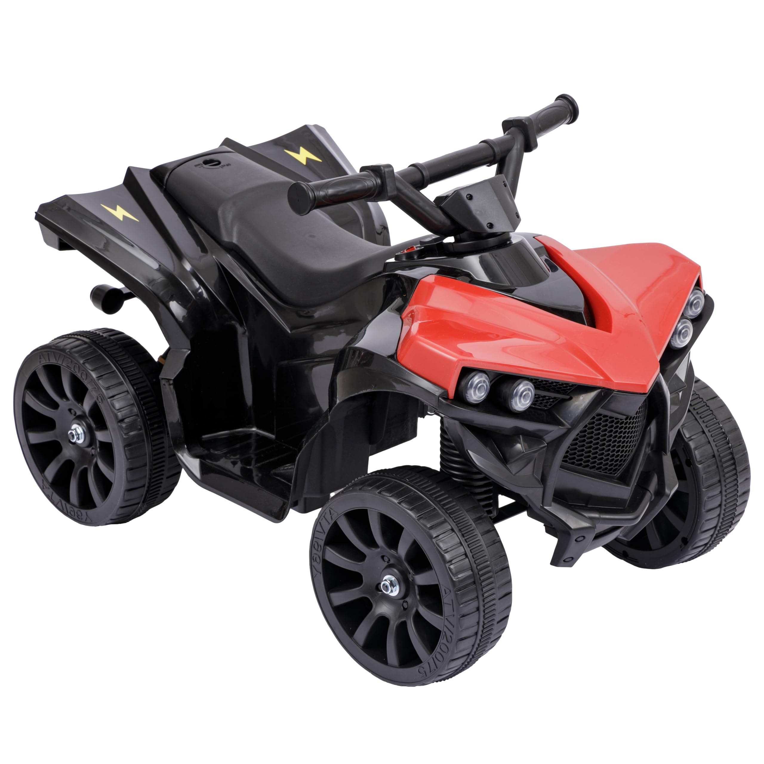 Baroni Toys Quad électrique pour Enfants 1-4 Ans avec Guidon, Effets sonores et Lumineux, Quad avec Marche Avant et arrière, Batterie Rechargeable 6 V, Facile à Assembler, 70x42x45 cm (Rouge)