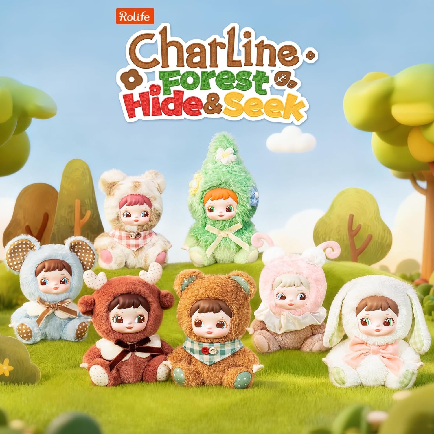 Rolife Plush Toy Figure Charline Forest Hide & Seek Blind Box – Collectible Kawaii Plush Doll Keychain, Soft Huggable Mini Action Figure Gift for Christmas & Birthdays