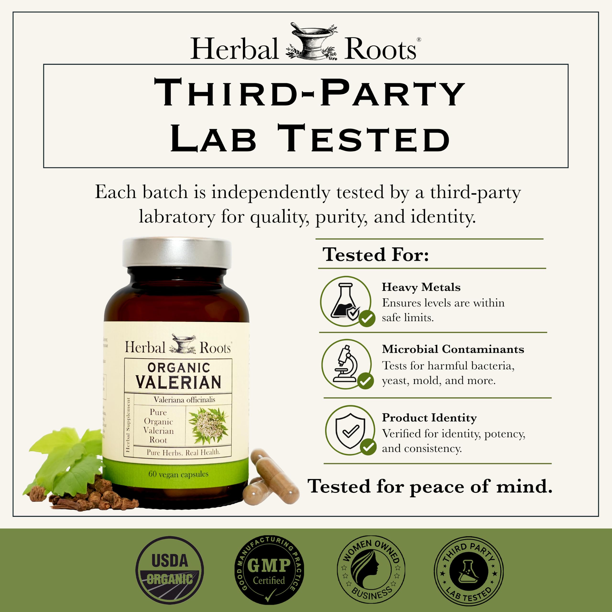 Herbal Roots Pure Organic Valerian Root Capsules - Non-Habit Forming with no Melatonin, USDA Certified Organic - 60 Vegan Capsules — Amazon image 5
