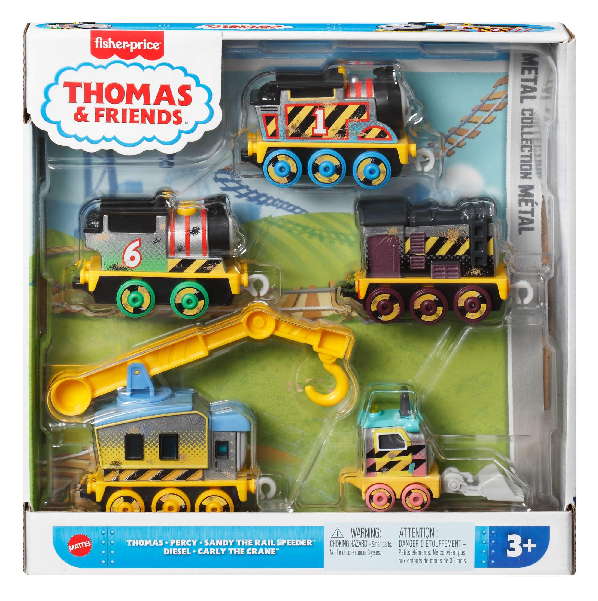 Fisher-Price Coffret 5 Véhicules Équipe de Construction Thomas et ses Amis, 5 véhicules ferroviaires à pousser, pour enfants à partir de 3 ans, JBW26