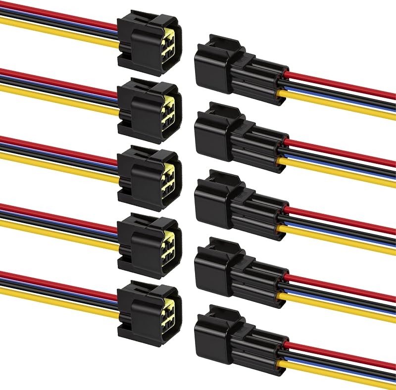 Conectores elétricos à prova d’água BFXM de 4 pinos com cabo 16 AWG – Conjunto com 5 unidades