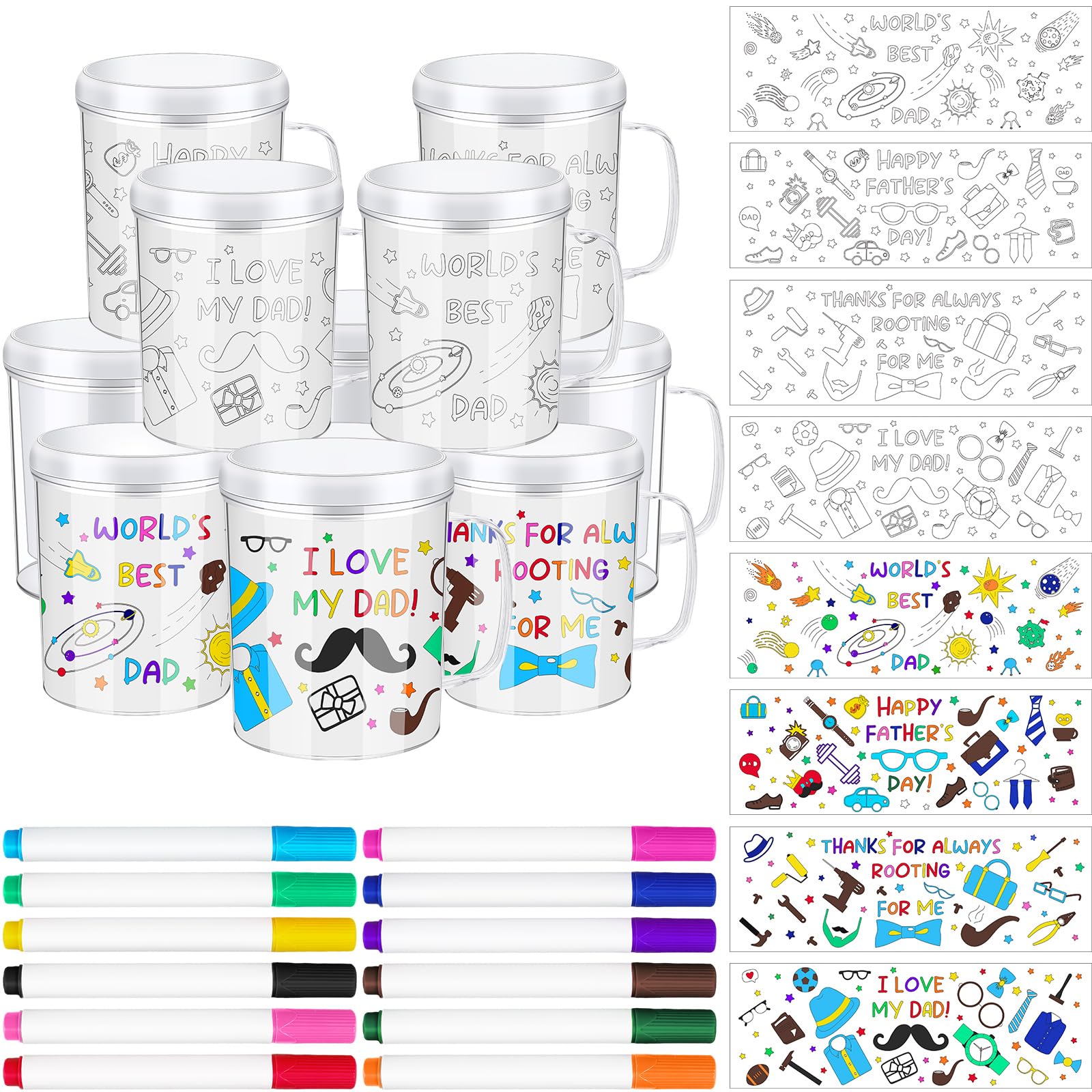 Umigy Fathers Day Diy Color Your Own Cups Fathers Day Desertcart