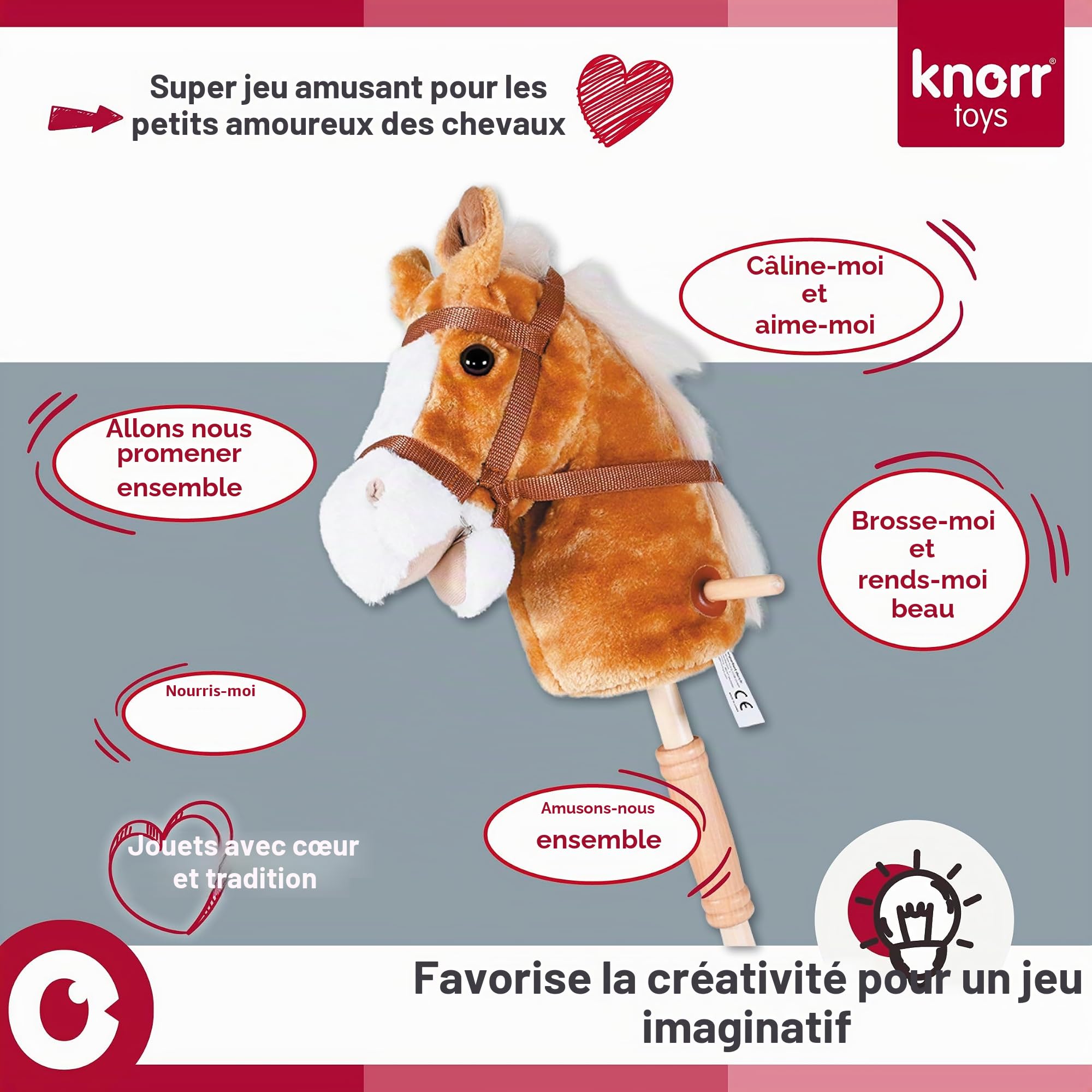 Knorrtoys 40101 Cheval de Bataille Sugar Marron Clair