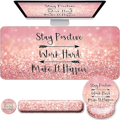 Miniatura 14 de Juego de alfombrillas de escritorio + teclado y alfombrilla para mouse con soporte para reposamuñecas, alfombrilla grande 4 en 1 para computadora