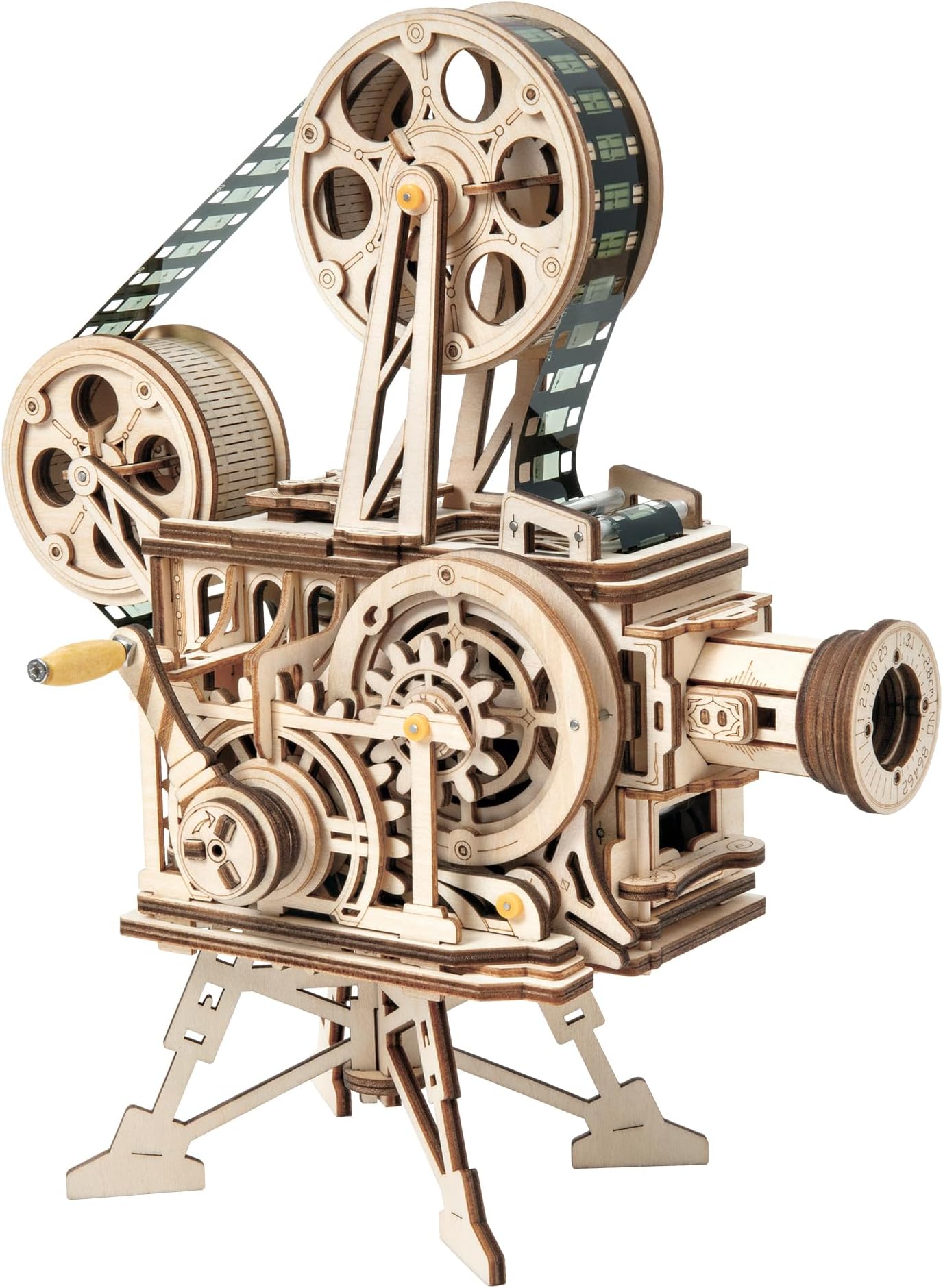 Vitascope Wooden Puzzle, Mechanical Model Building Kits, Engineering Model Construction Kit, Hand-Generator Classic Movie Projector, Christmas Birthday Gifts For Teens and Adults
